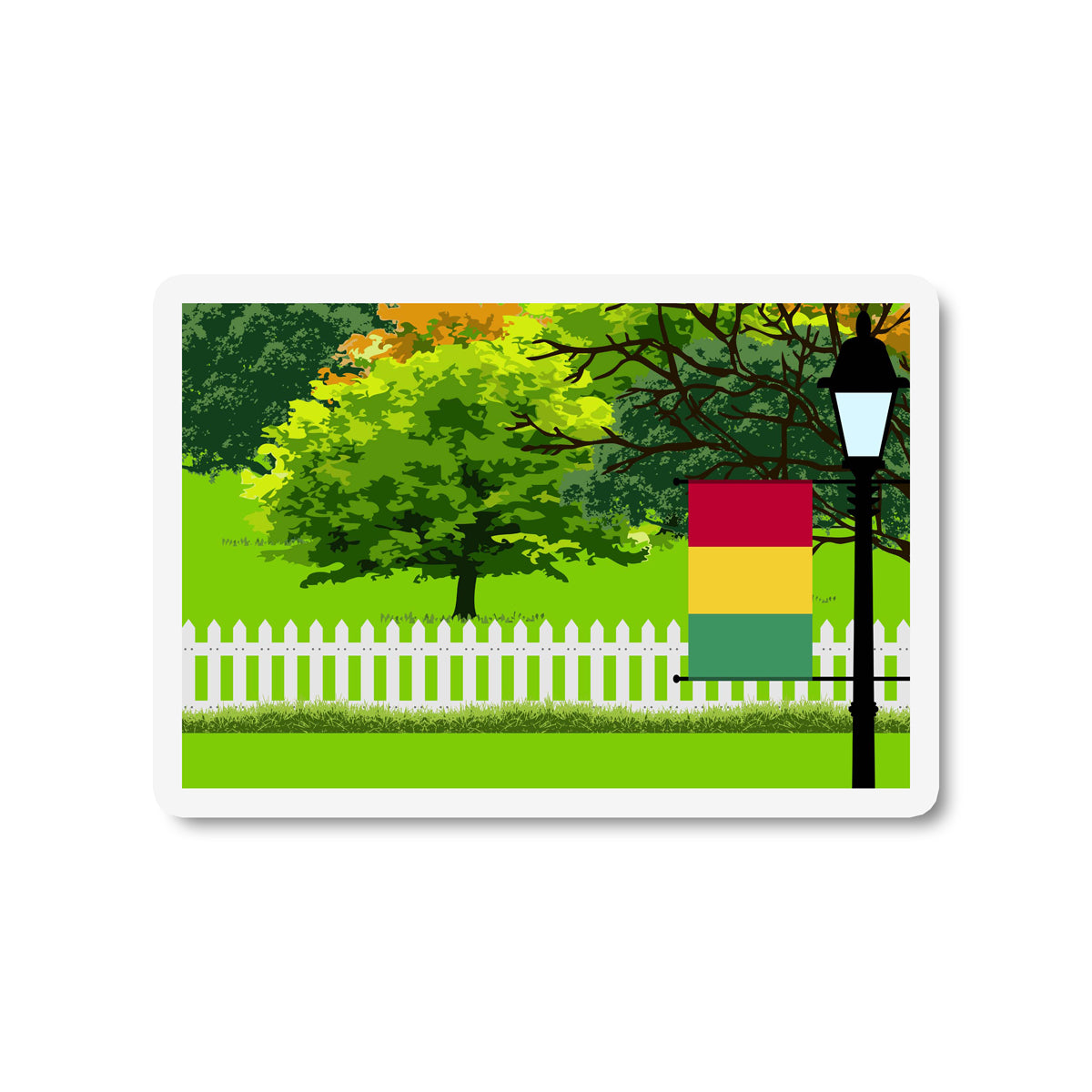 Guinea Flag Trees and Street Lamp Sticker
