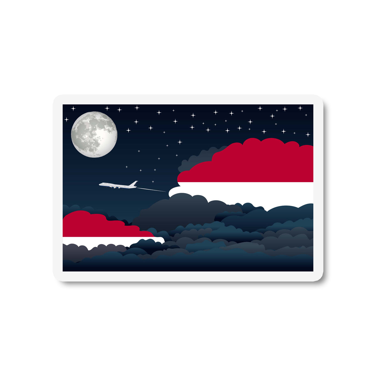 Indonesia Flags Night Clouds Sticker