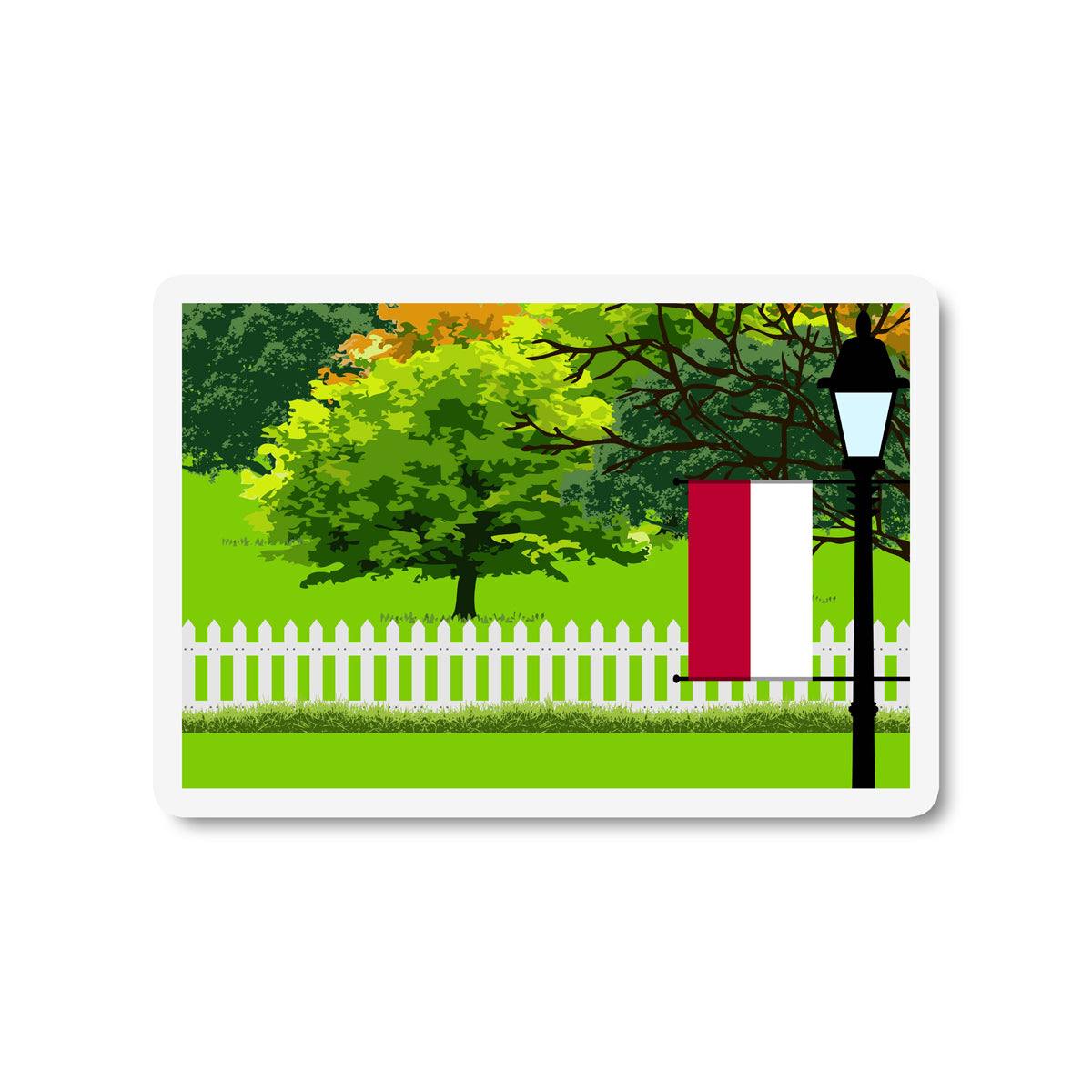 Indonesia Flag Trees and Street Lamp Sticker