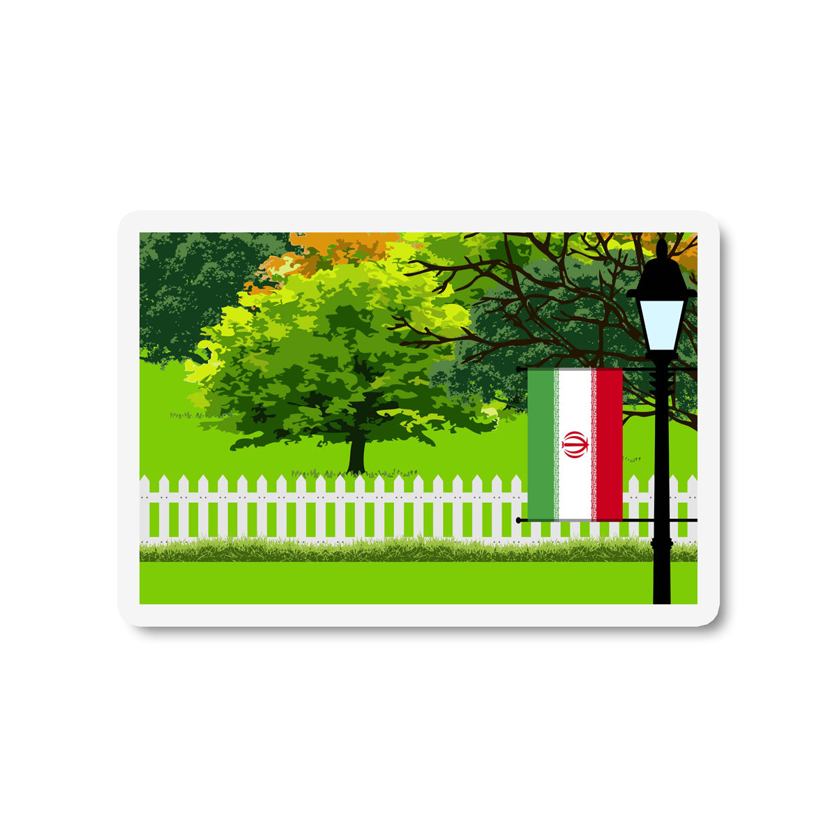 Iran Flag Trees and Street Lamp Sticker