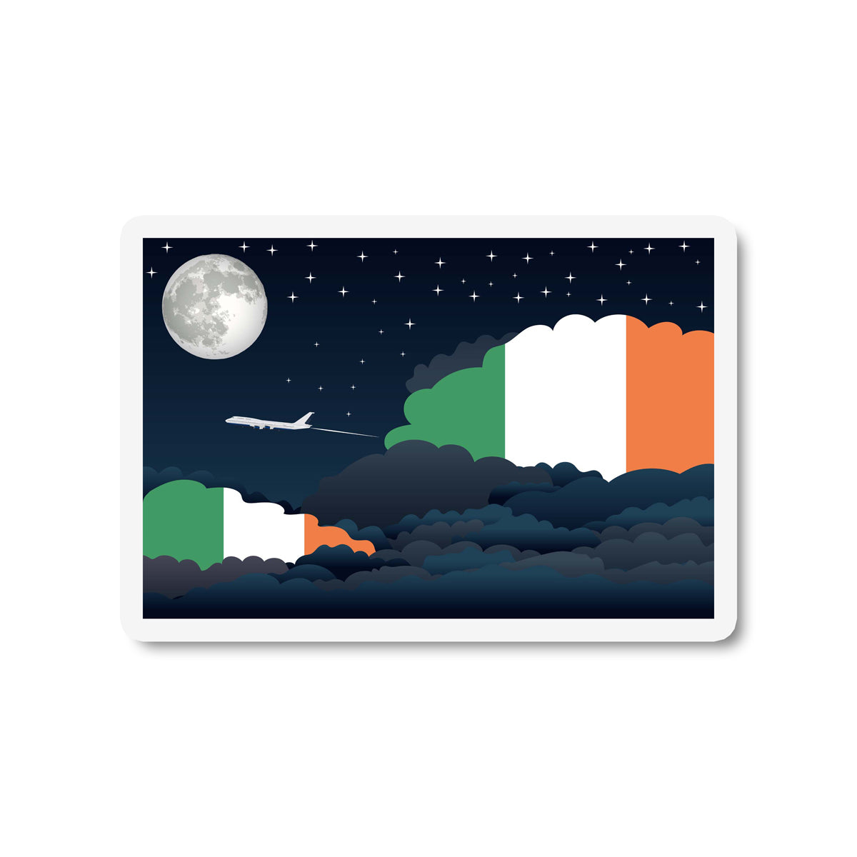 Ireland Flags Night Clouds Sticker