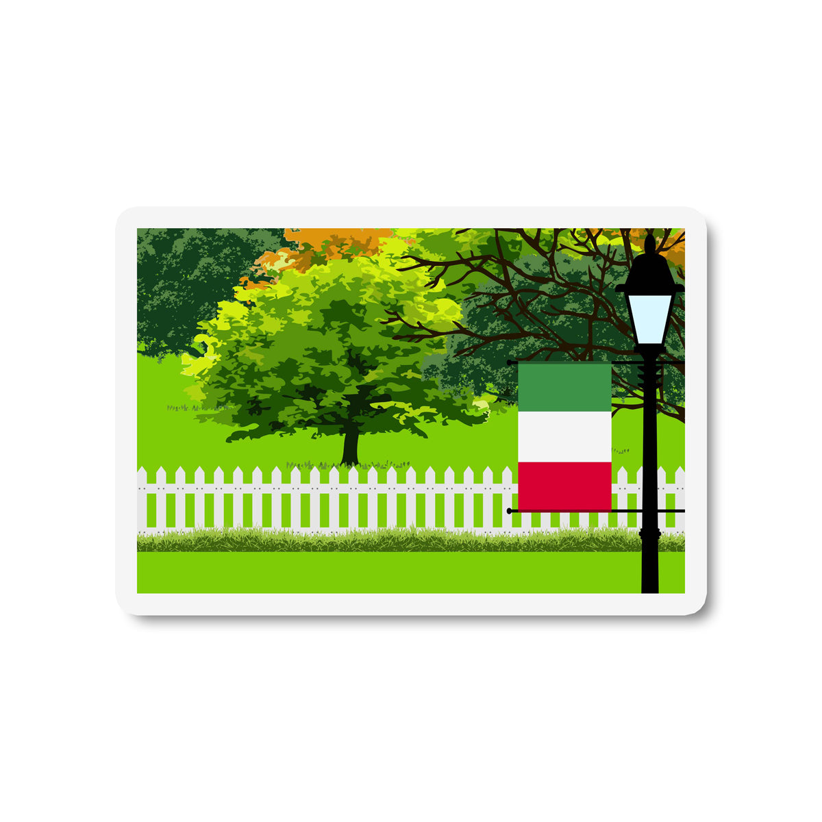 Italy Flag Trees and Street Lamp Sticker