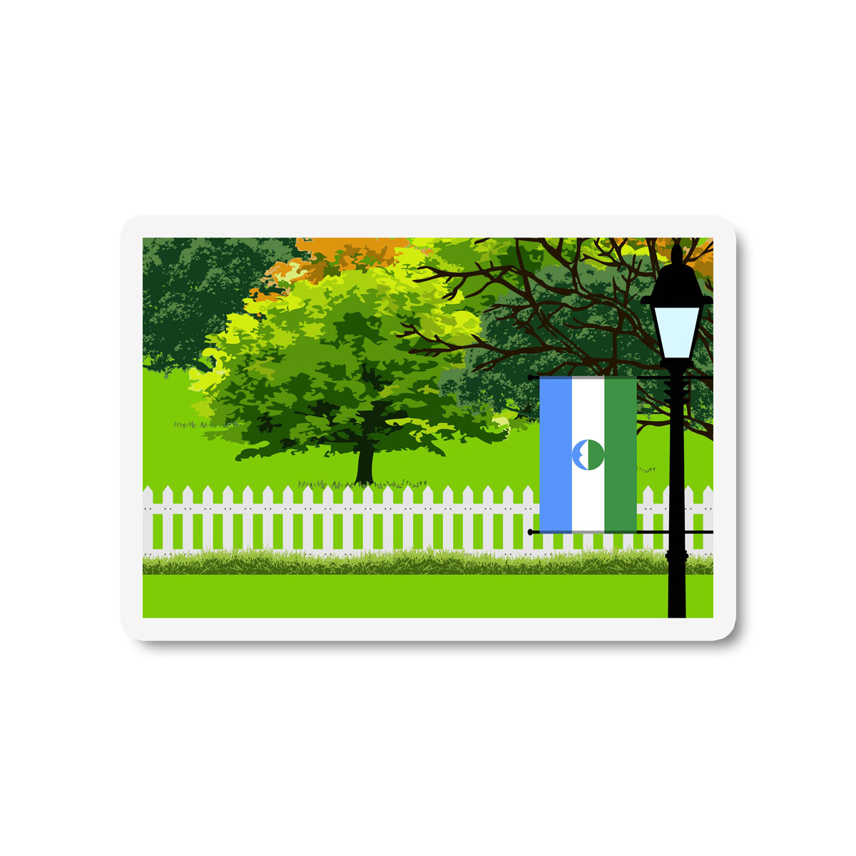 Kabardino Balkaria Flag Trees and Street Lamp Sticker