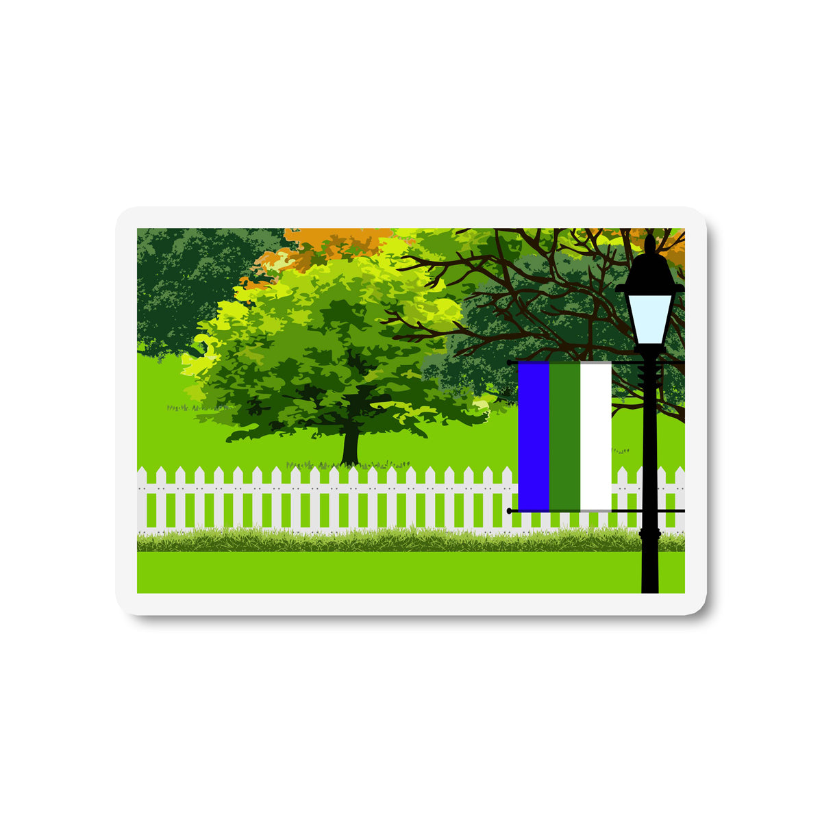 Komi Flag Trees and Street Lamp Sticker