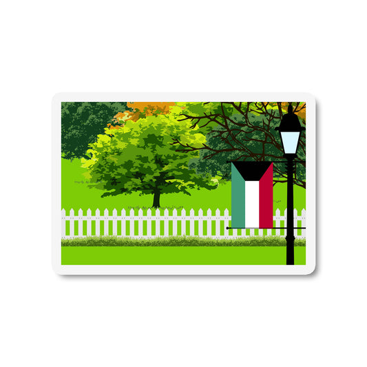 Kuwait Flag Trees and Street Lamp Sticker