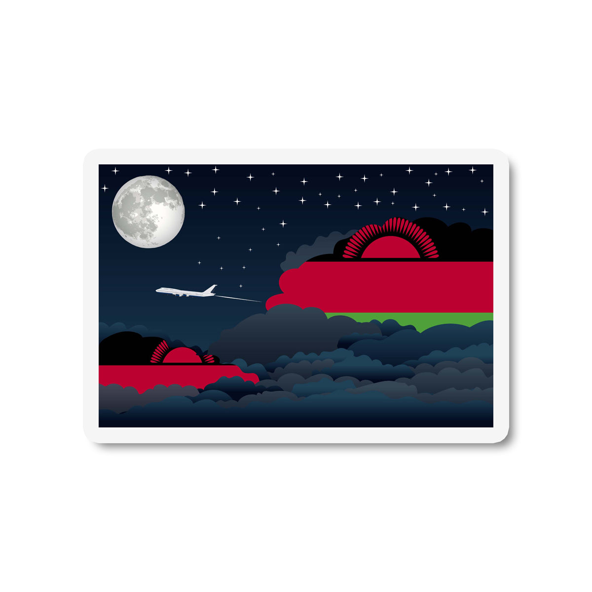 Malawi Flags Night Clouds Sticker