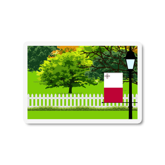 Malta Flag Trees and Street Lamp Sticker