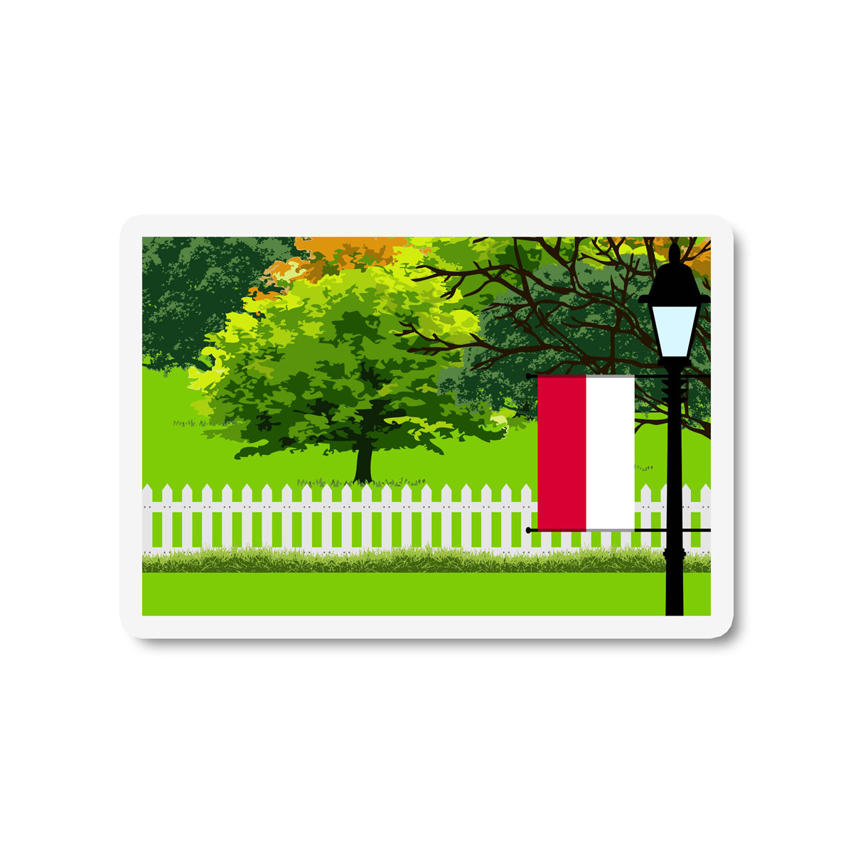 Monaco Flag Trees and Street Lamp Sticker