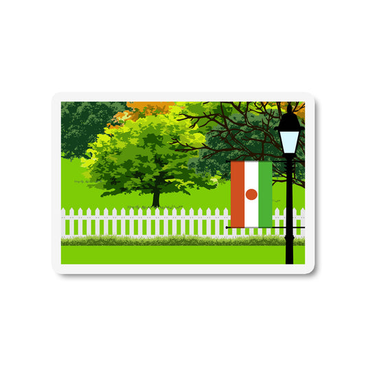 Niger Flag Trees and Street Lamp Sticker