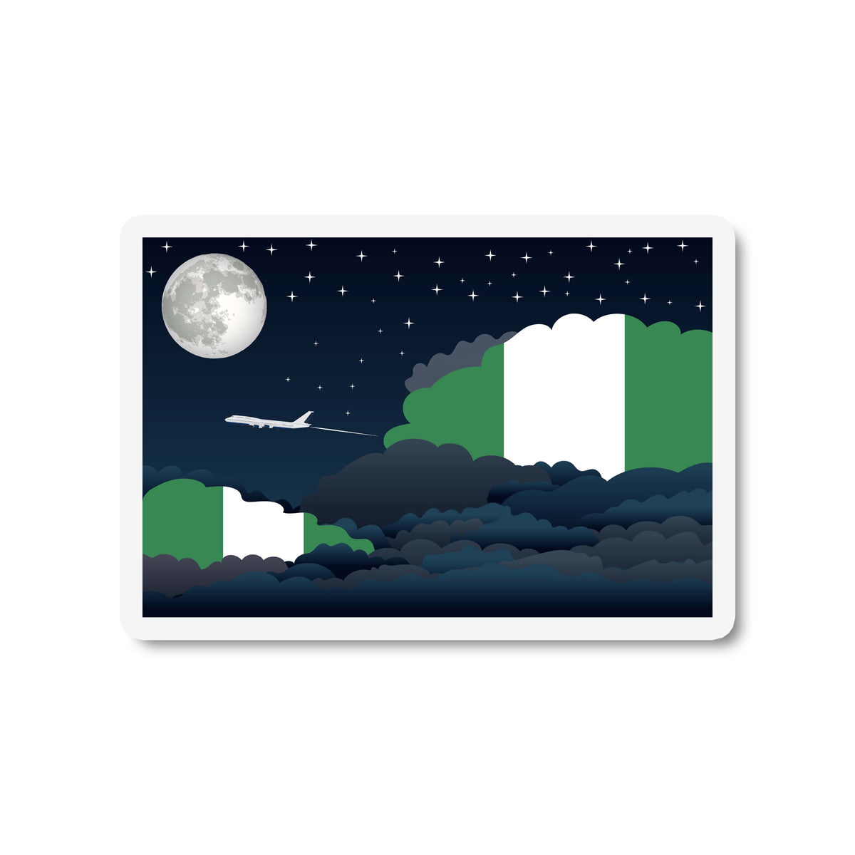 Nigeria Flags Night Clouds Sticker