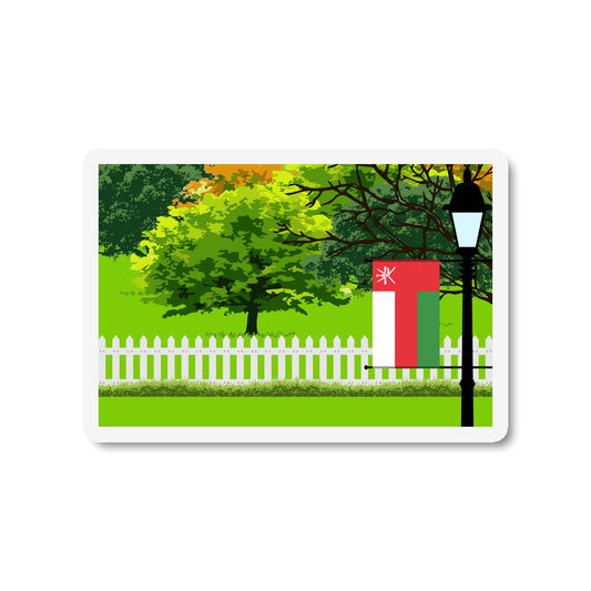 Oman Flag Trees and Street Lamp Sticker