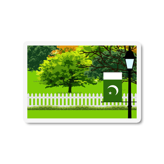 Pakistan Flag Trees and Street Lamp Sticker