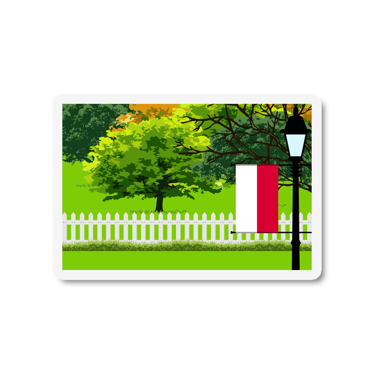 Poland Flag Trees and Street Lamp Sticker