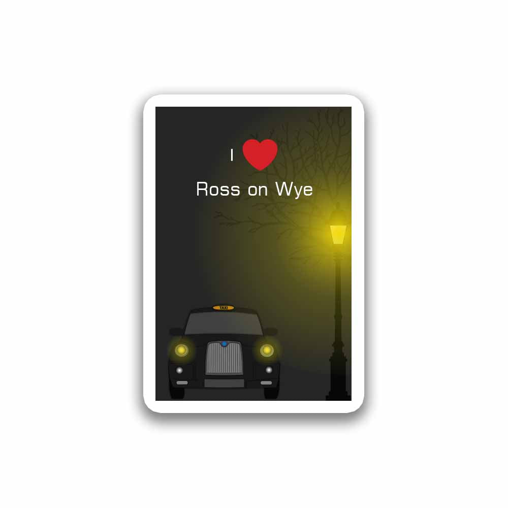 Ross on Wye Love Taxi Black Sticker