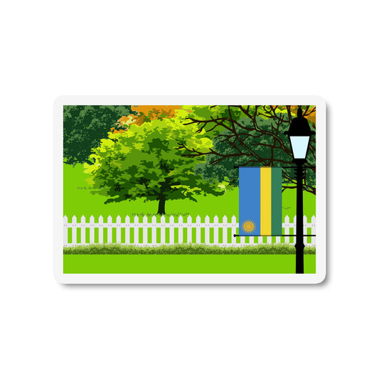Rwanda Flag Trees and Street Lamp Sticker
