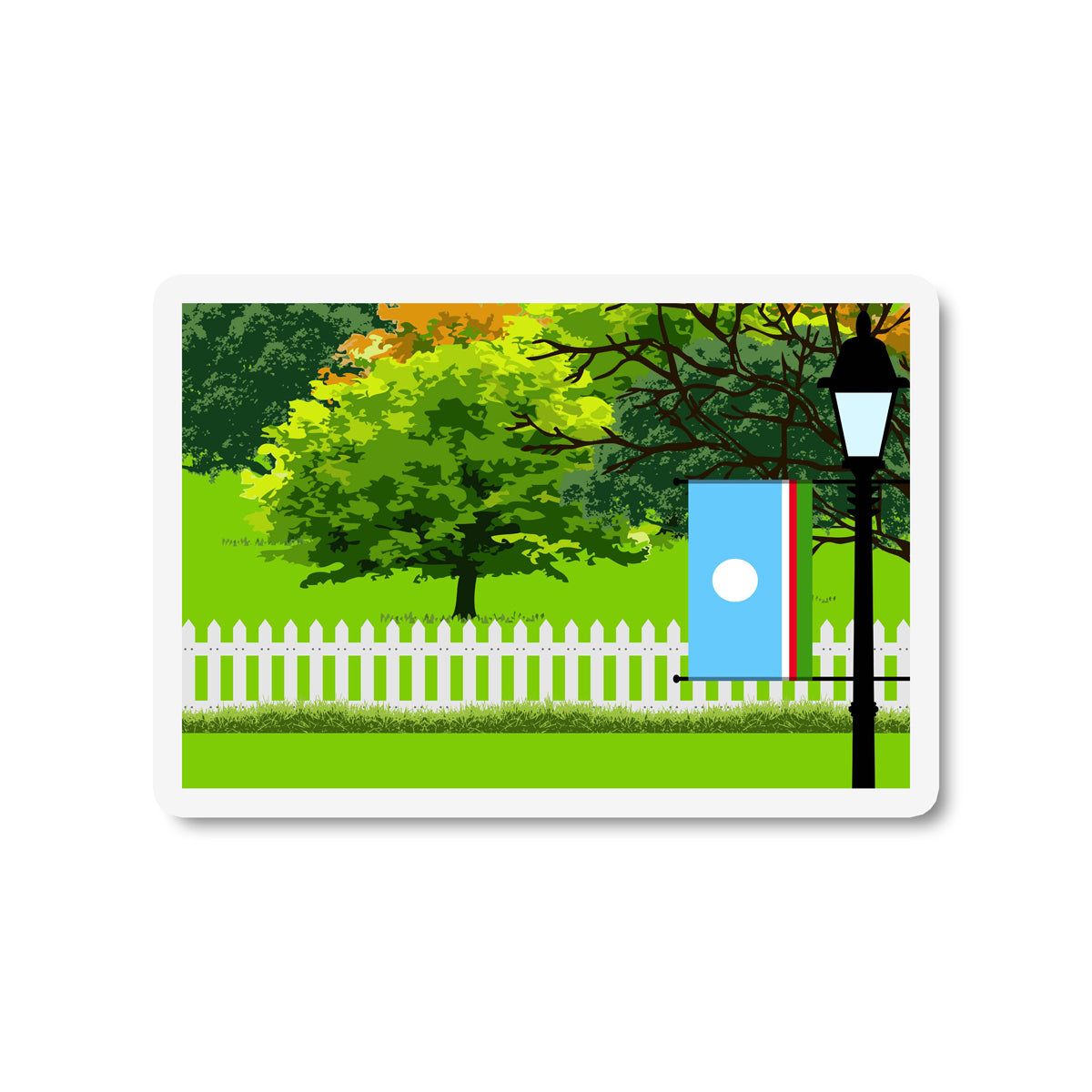 Sakha Republic Flag Trees and Street Lamp Sticker