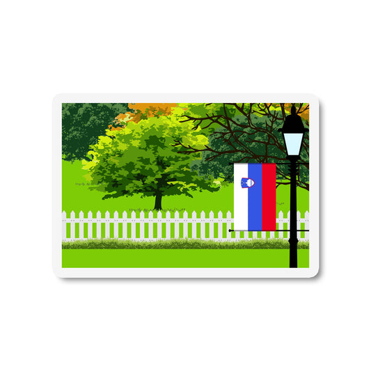 Slovenia Flag Trees and Street Lamp Sticker