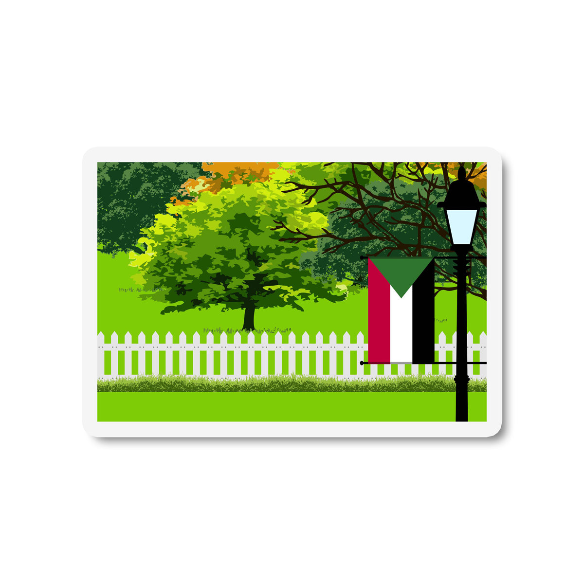 Sudan Flag Trees and Street Lamp Sticker