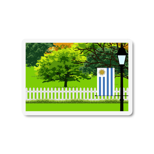 Uruguay Flag Trees and Street Lamp Sticker