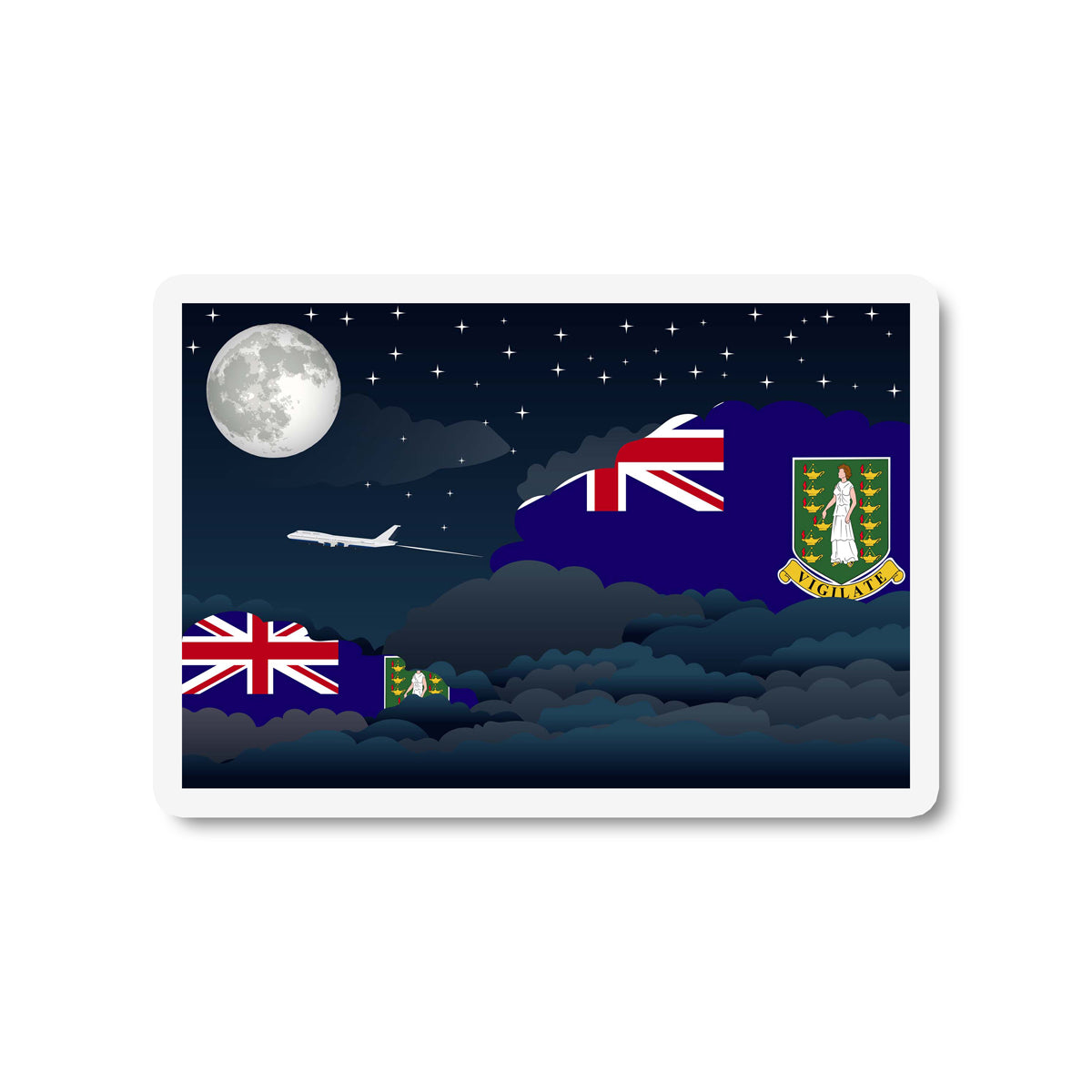 Virgin Islands UK Flags Night Clouds Sticker